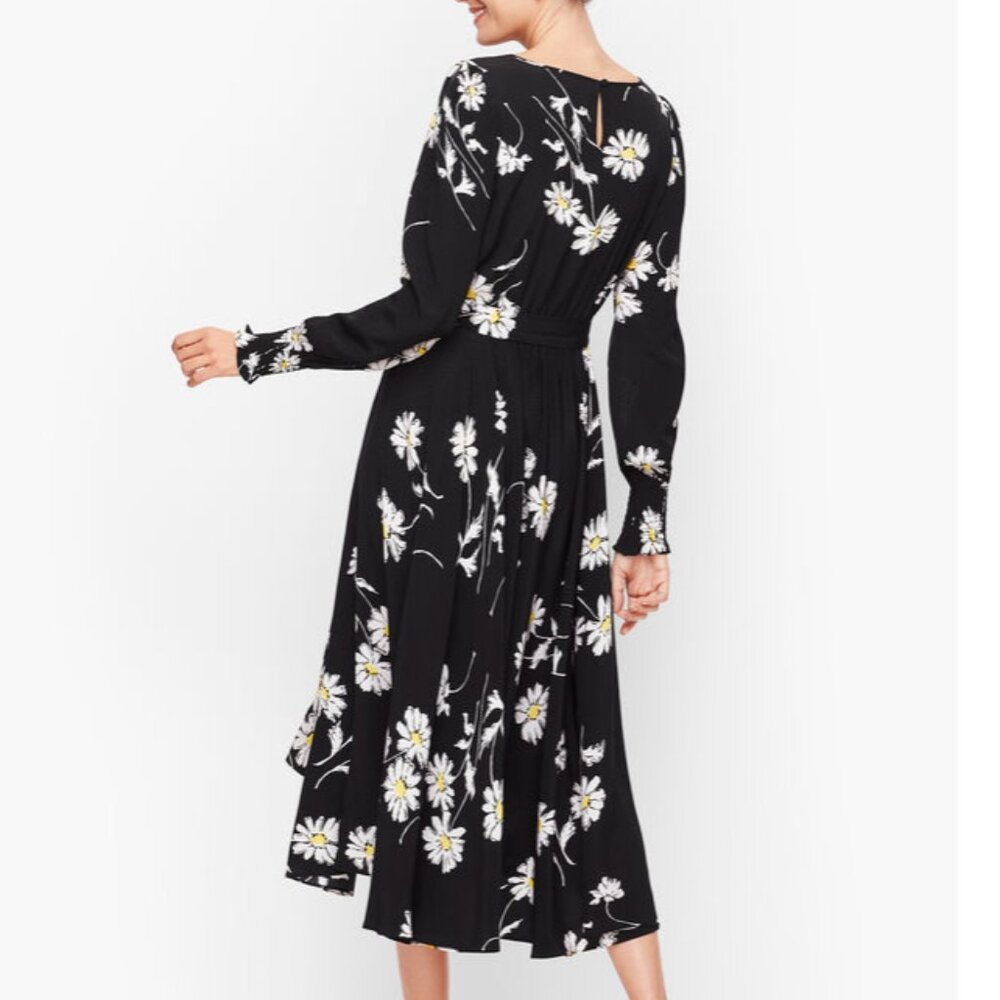 Talbots Vintage Daisy Fit & Flare Dress in Black, White, and Yellow - Picture 2 of 5